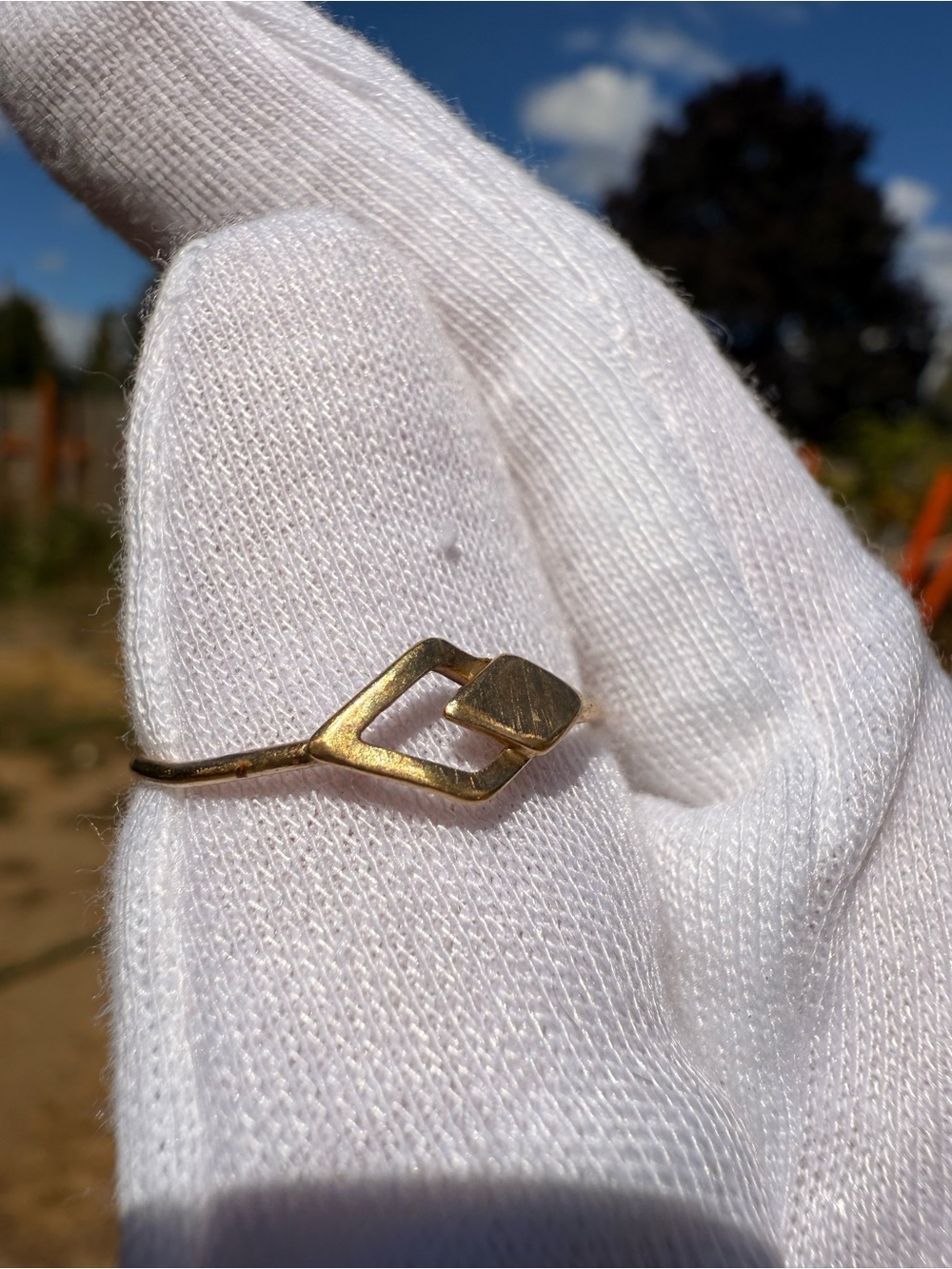 14k Solid Gold Vintage Minimalist Interlocking Geometric Diamond Shape Ring! Sz9 - Picture 2 of 8